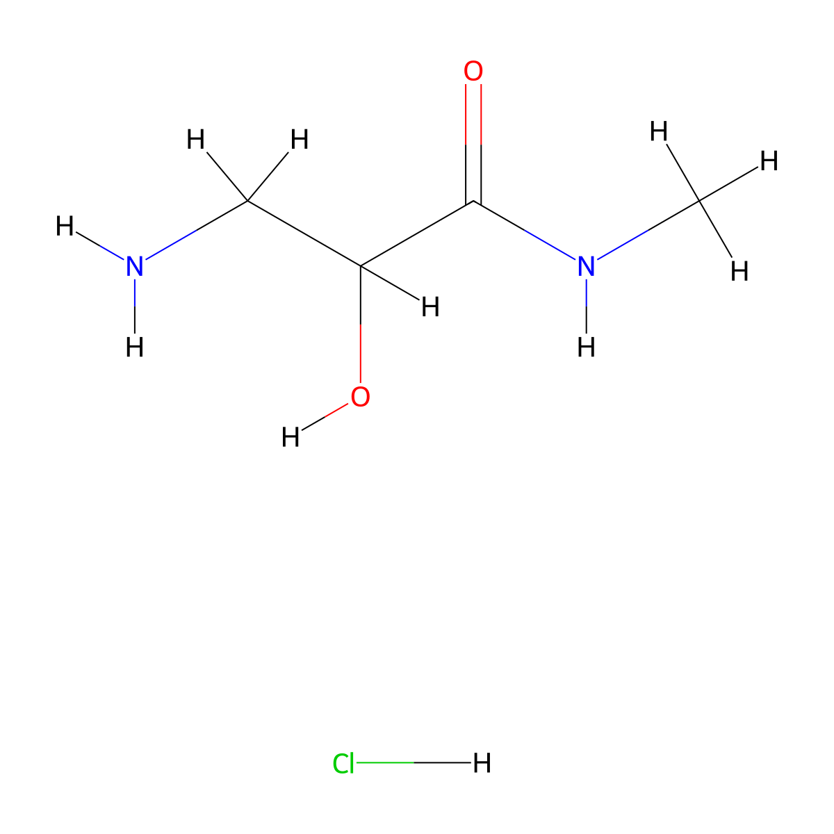 3-amino-2-hydroxy-N-methylpropanamide hydrochloride molecular structure, CAS 1803606-13-4