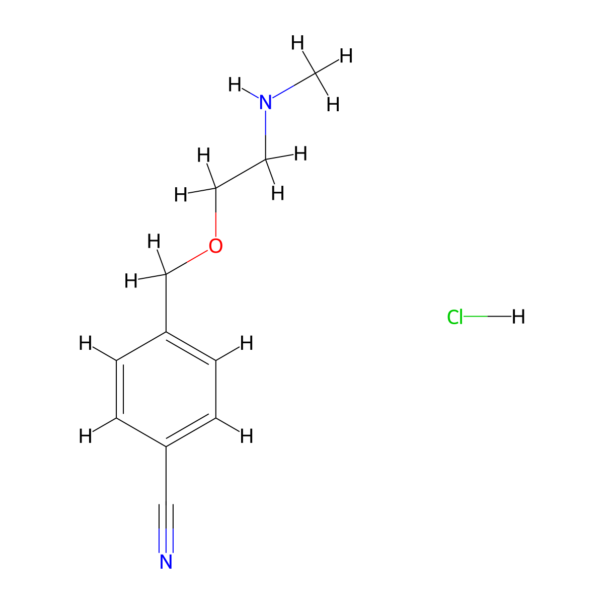 4-{[2-(Methylamino)ethoxy]methyl}benzonitrile hydrochloride molecular structure, CAS 1803606-15-6