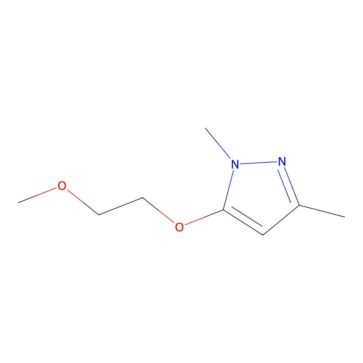 5-(2-methoxyethoxy)-1,3-dimethyl-1H-pyrazole molecular structure, CAS 1803606-18-9