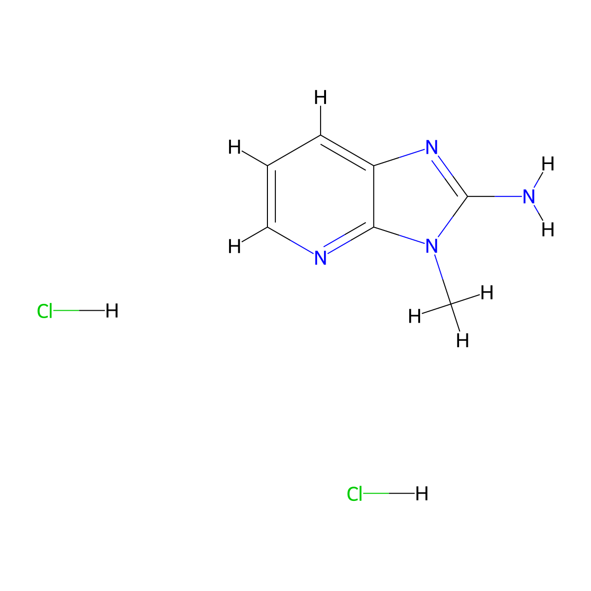 3-methyl-3H-imidazo(4,5-b)pyridin-2-amine dihydrochloride molecular structure, CAS 1803606-34-9