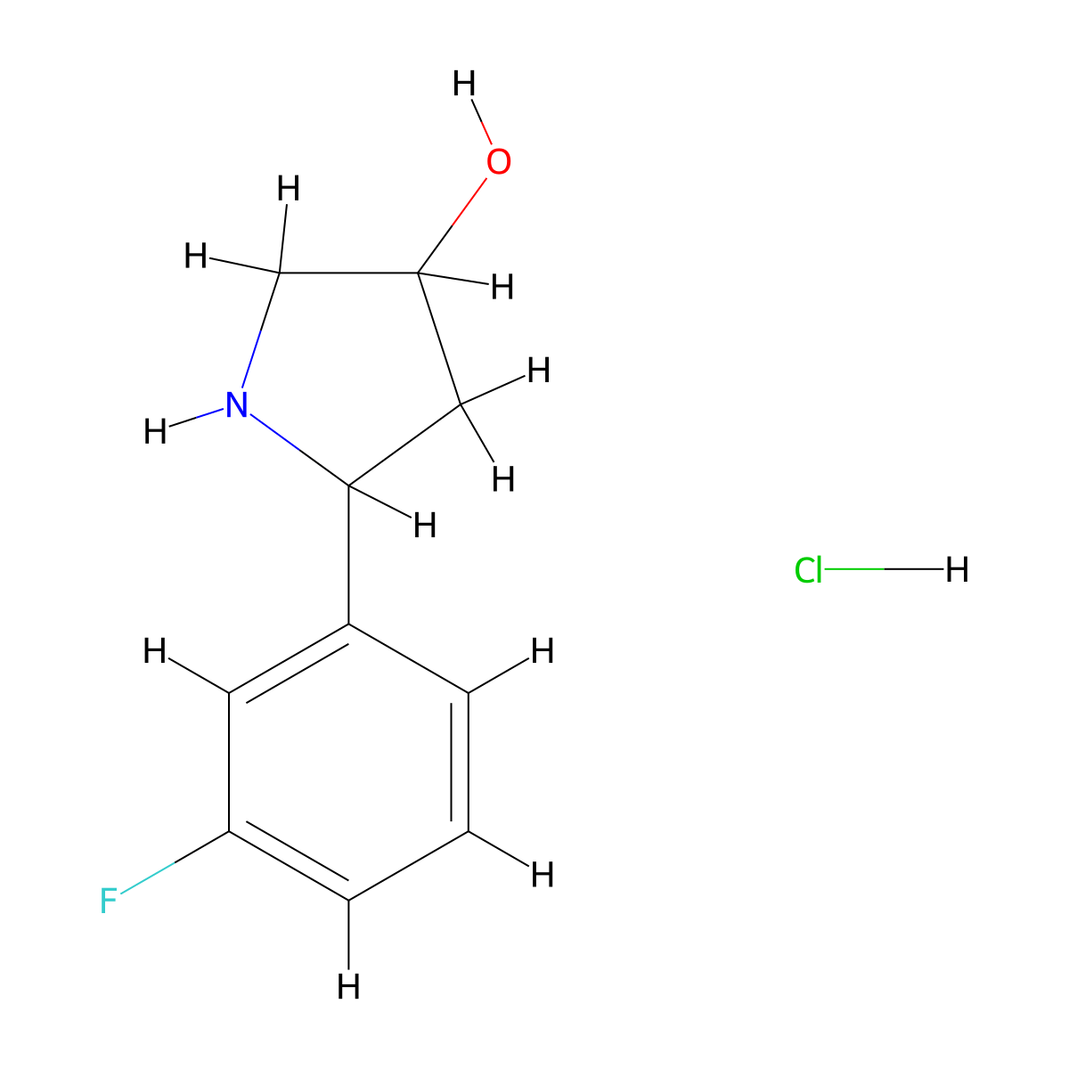 5-(3-Fluorophenyl)pyrrolidin-3-ol hydrochloride molecular structure, CAS 1803606-35-0