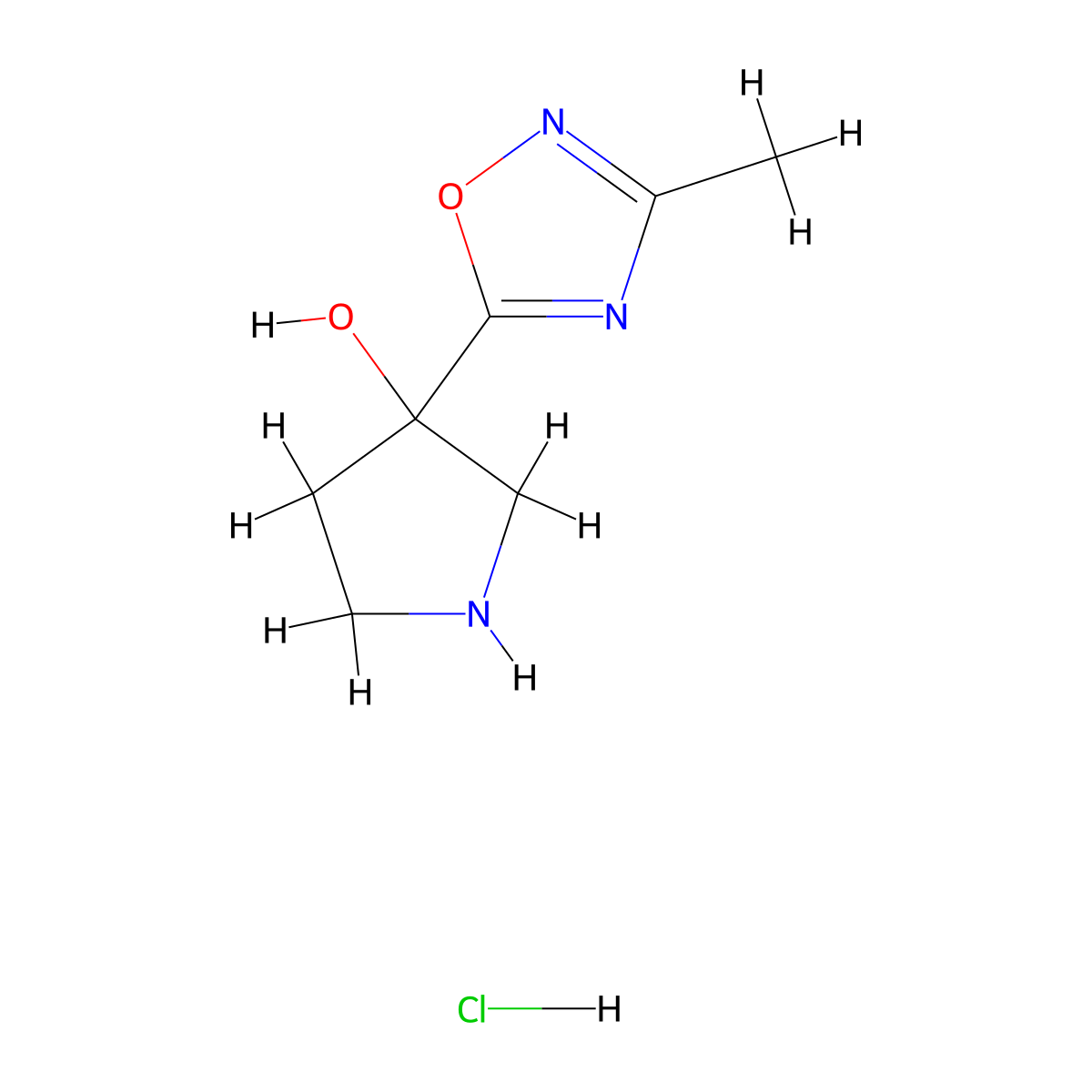 3-(3-Methyl-1,2,4-oxadiazol-5-yl)pyrrolidin-3-ol hydrochloride molecular structure, CAS 1803606-38-3