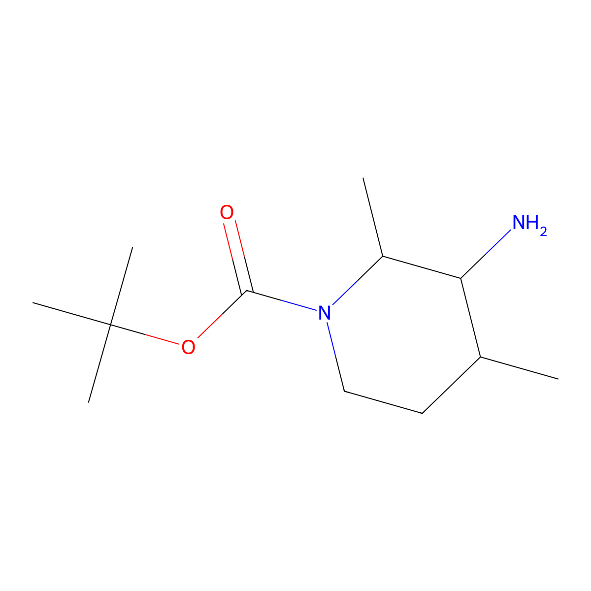 Tert-butyl 3-amino-2,4-dimethylpiperidine-1-carboxylate molecular structure, CAS 1803606-40-7