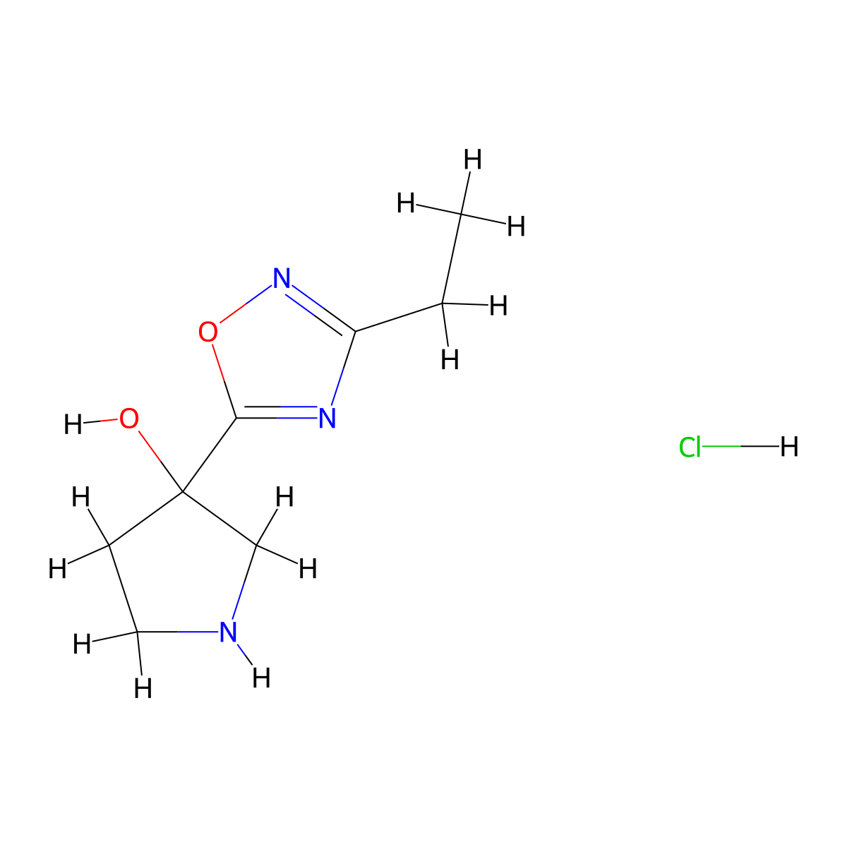 3-(3-Ethyl-1,2,4-oxadiazol-5-yl)pyrrolidin-3-ol hydrochloride molecular structure, CAS 1803606-50-9