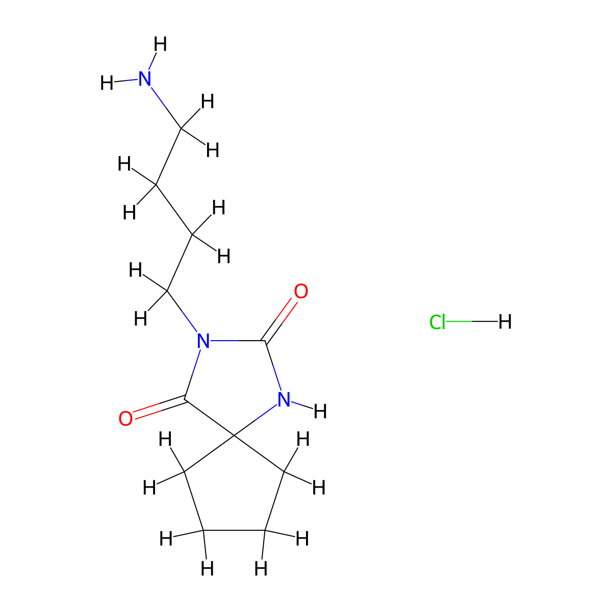 3-(4-Aminobutyl)-1,3-diazaspiro(4.4)nonane-2,4-dione hydrochloride molecular structure, CAS 1803606-52-1
