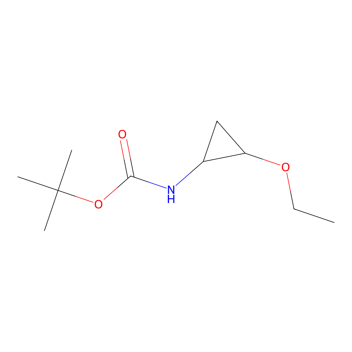 tert-butyl N-(2-ethoxycyclopropyl)carbamate molecular structure, CAS 1803606-62-3