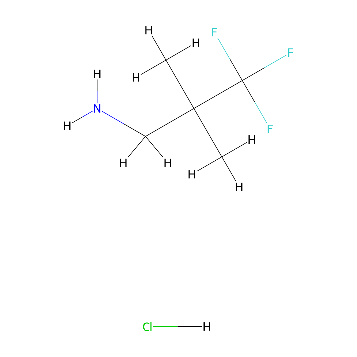 3,3,3-Trifluoro-2,2-dimethylpropan-1-amine hydrochloride molecular structure, CAS 1803606-63-4