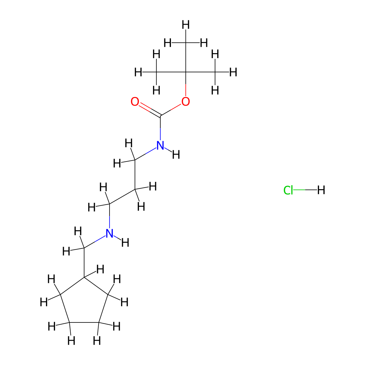 tert-butyl N-{3-[(cyclopentylmethyl)amino]propyl}carbamate hydrochloride molecular structure, CAS 1803606-65-6