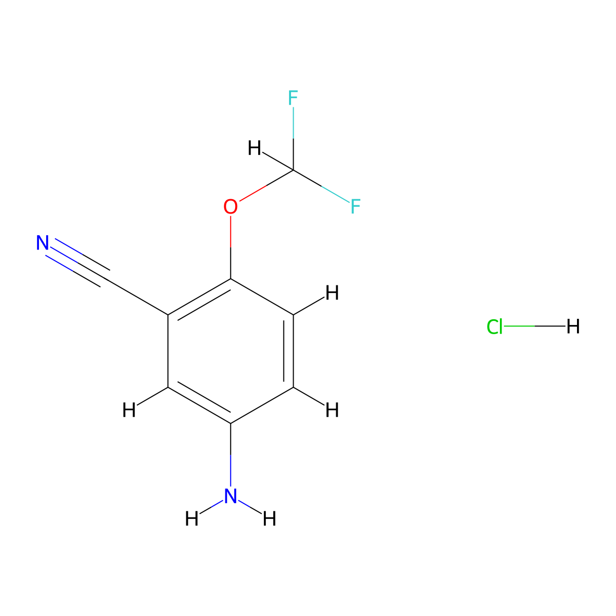 5-Amino-2-(difluoromethoxy)benzonitrile hydrochloride molecular structure, CAS 1803606-66-7