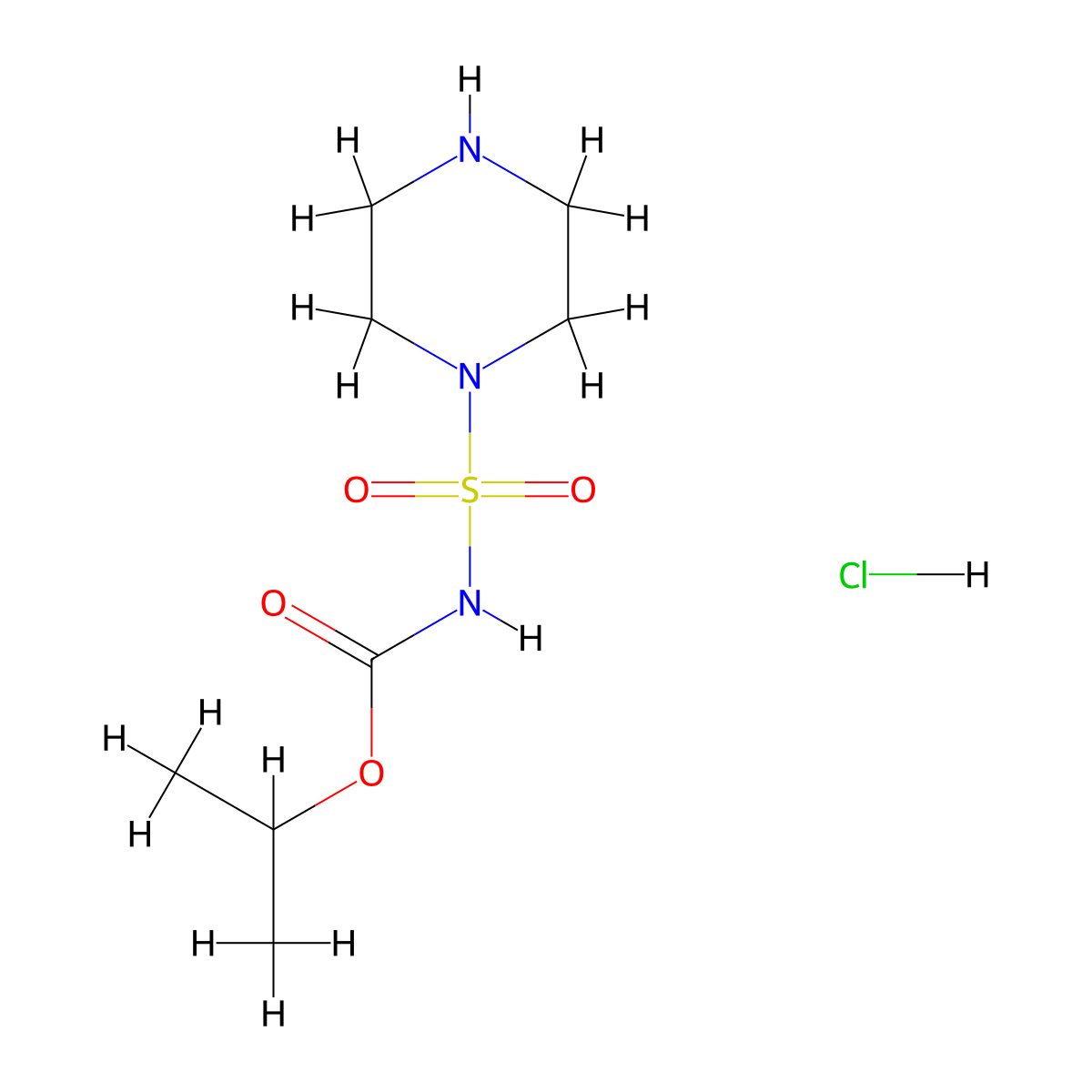 propan-2-yl N-(piperazine-1-sulfonyl)carbamate hydrochloride molecular structure, CAS 1803606-68-9