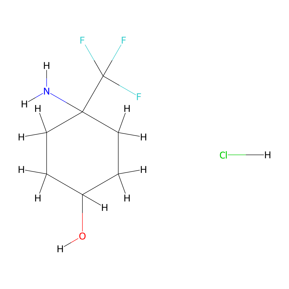 4-Amino-4-(trifluoromethyl)cyclohexan-1-ol hydrochloride molecular structure, CAS 1803606-71-4
