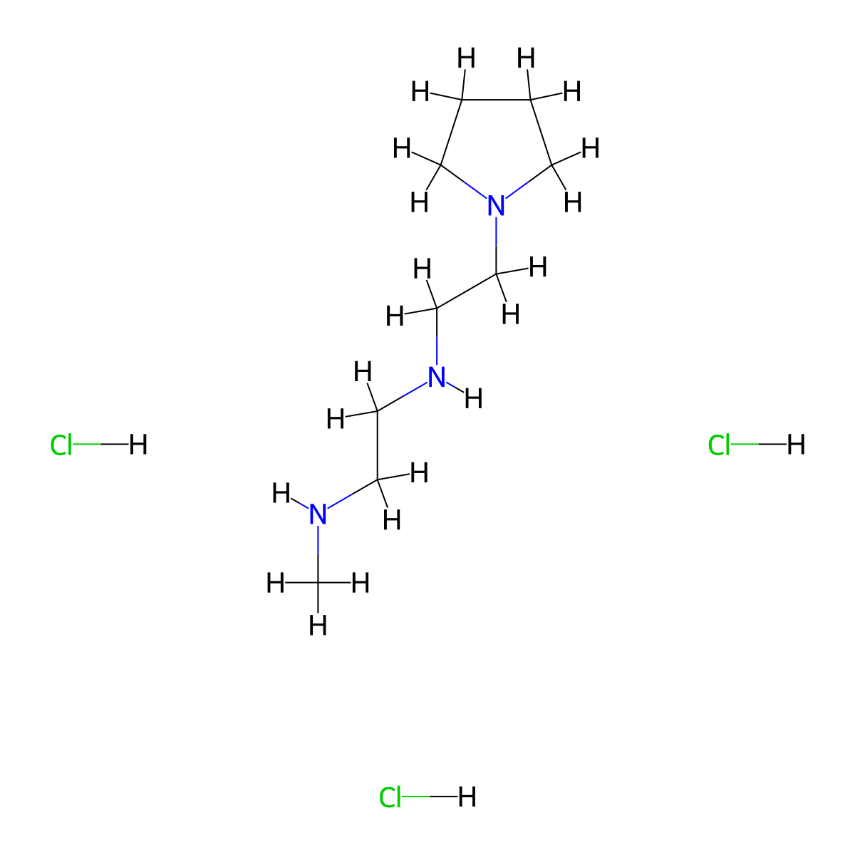 [2-(Methylamino)ethyl][2-(pyrrolidin-1-yl)ethyl]amine trihydrochloride molecular structure, CAS 1803606-77-0