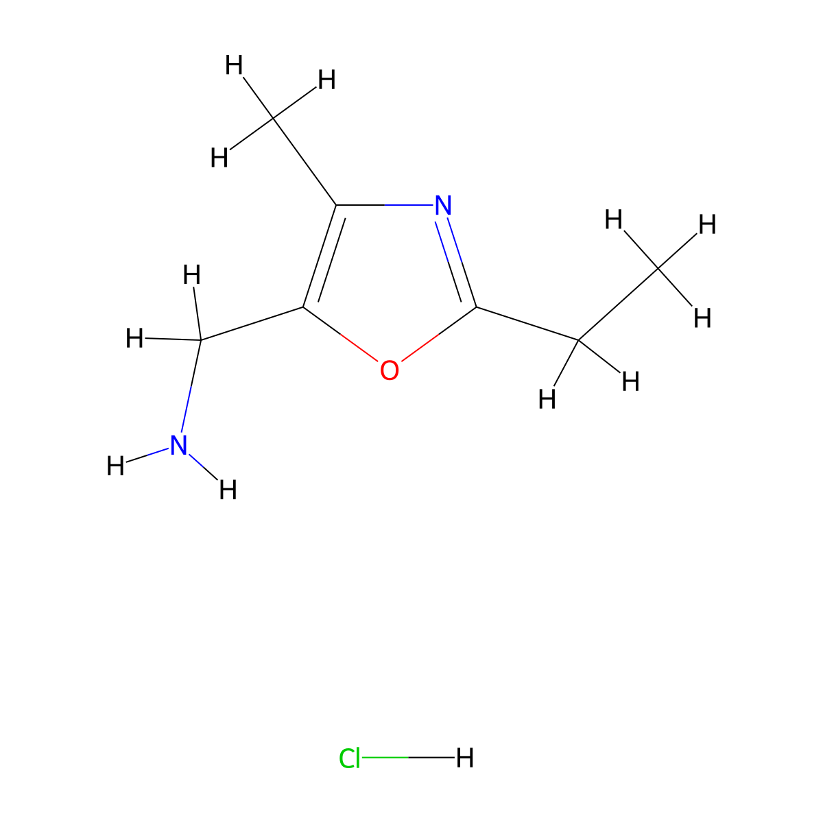 (2-Ethyl-4-methyl-1,3-oxazol-5-yl)methanamine hydrochloride molecular structure, CAS 1803606-83-8