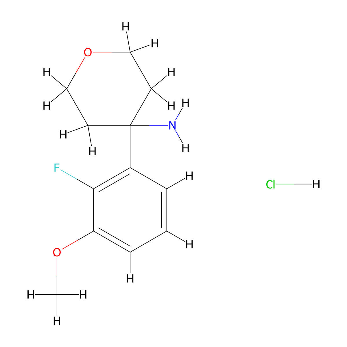 4-(2-Fluoro-3-methoxyphenyl)oxan-4-amine hydrochloride molecular structure, CAS 1803606-87-2