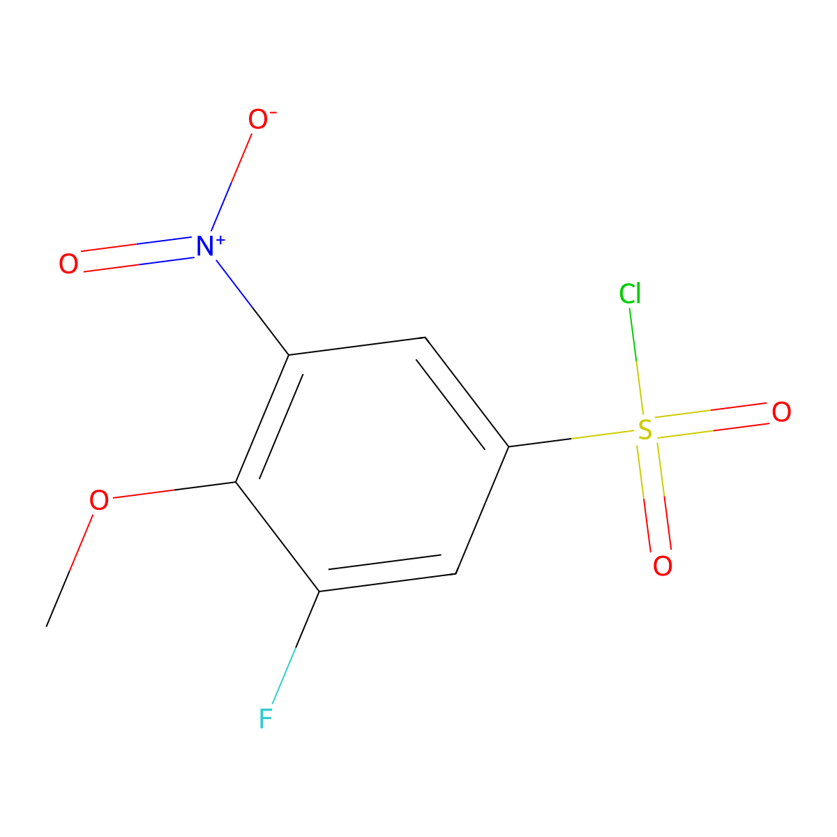 3-Fluoro-4-methoxy-5-nitrobenzene-1-sulfonyl chloride molecular structure, CAS 1803606-89-4