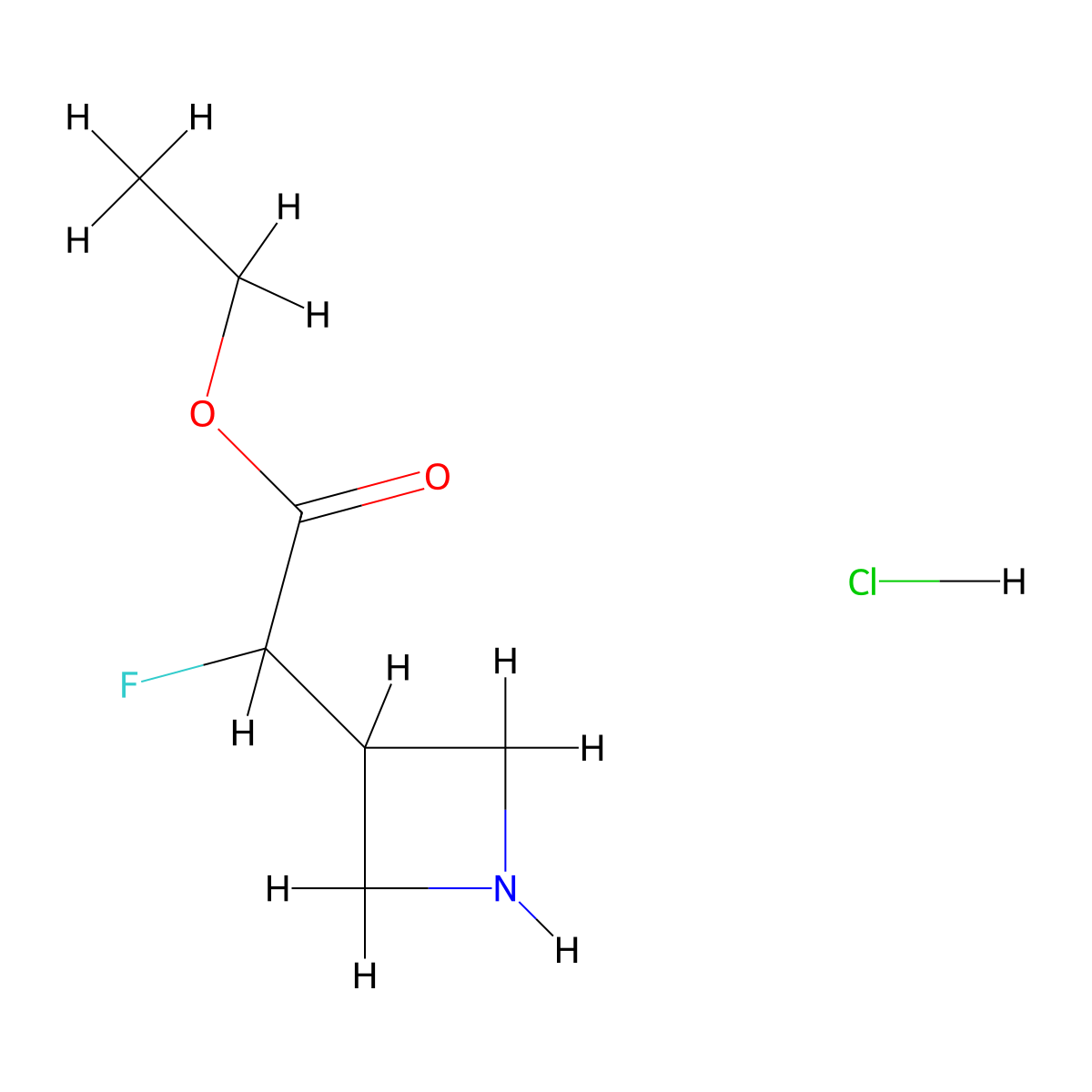 Ethyl 2-(azetidin-3-yl)-2-fluoroacetate hydrochloride molecular structure, CAS 1803606-93-0