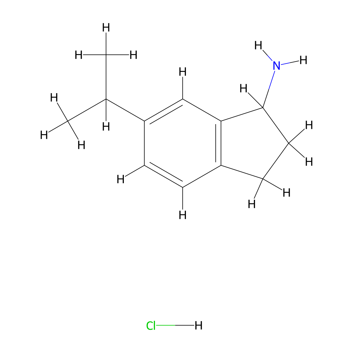 6-(propan-2-yl)-2,3-dihydro-1H-inden-1-amine hydrochloride molecular structure, CAS 1803606-99-6