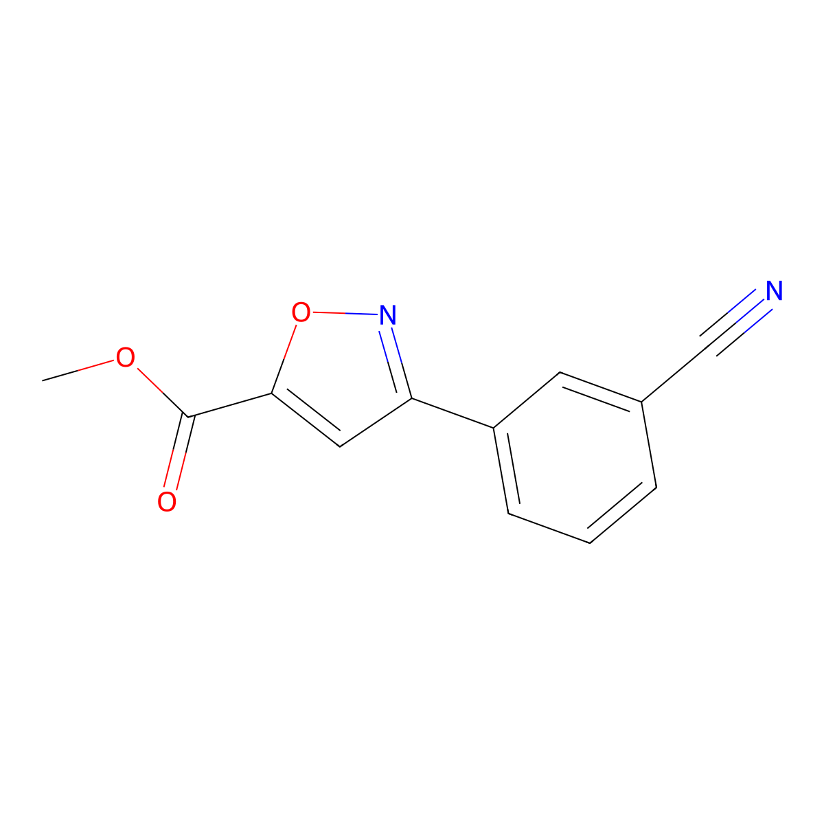Methyl 3-(3-cyanophenyl)-1,2-oxazole-5-carboxylate molecular structure, CAS 1803607-04-6