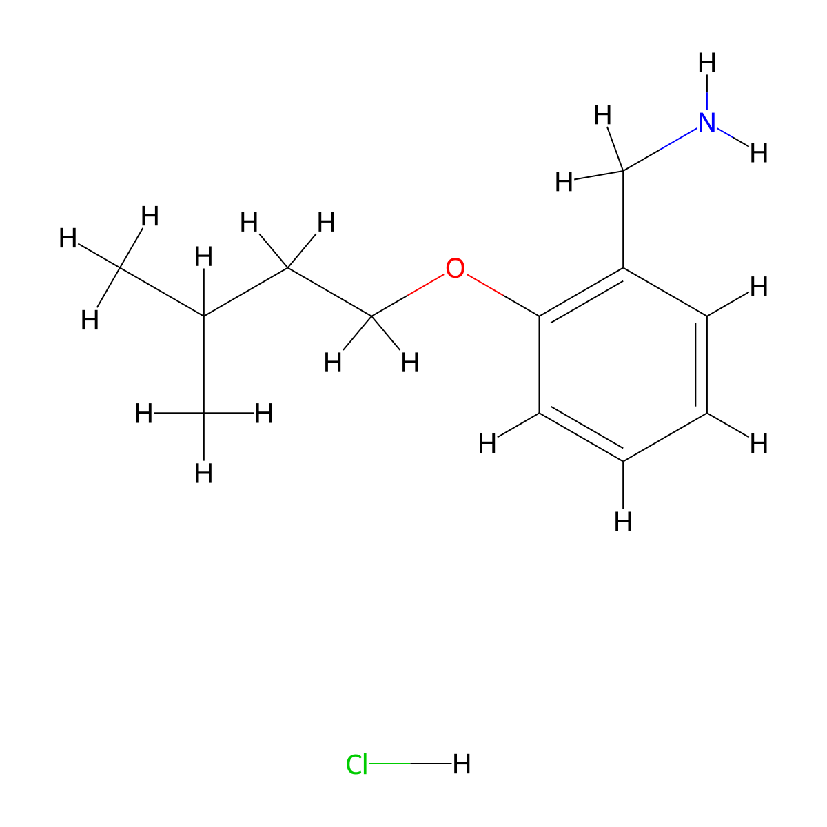 [2-(3-Methylbutoxy)phenyl]methanamine hydrochloride molecular structure, CAS 1803607-12-6