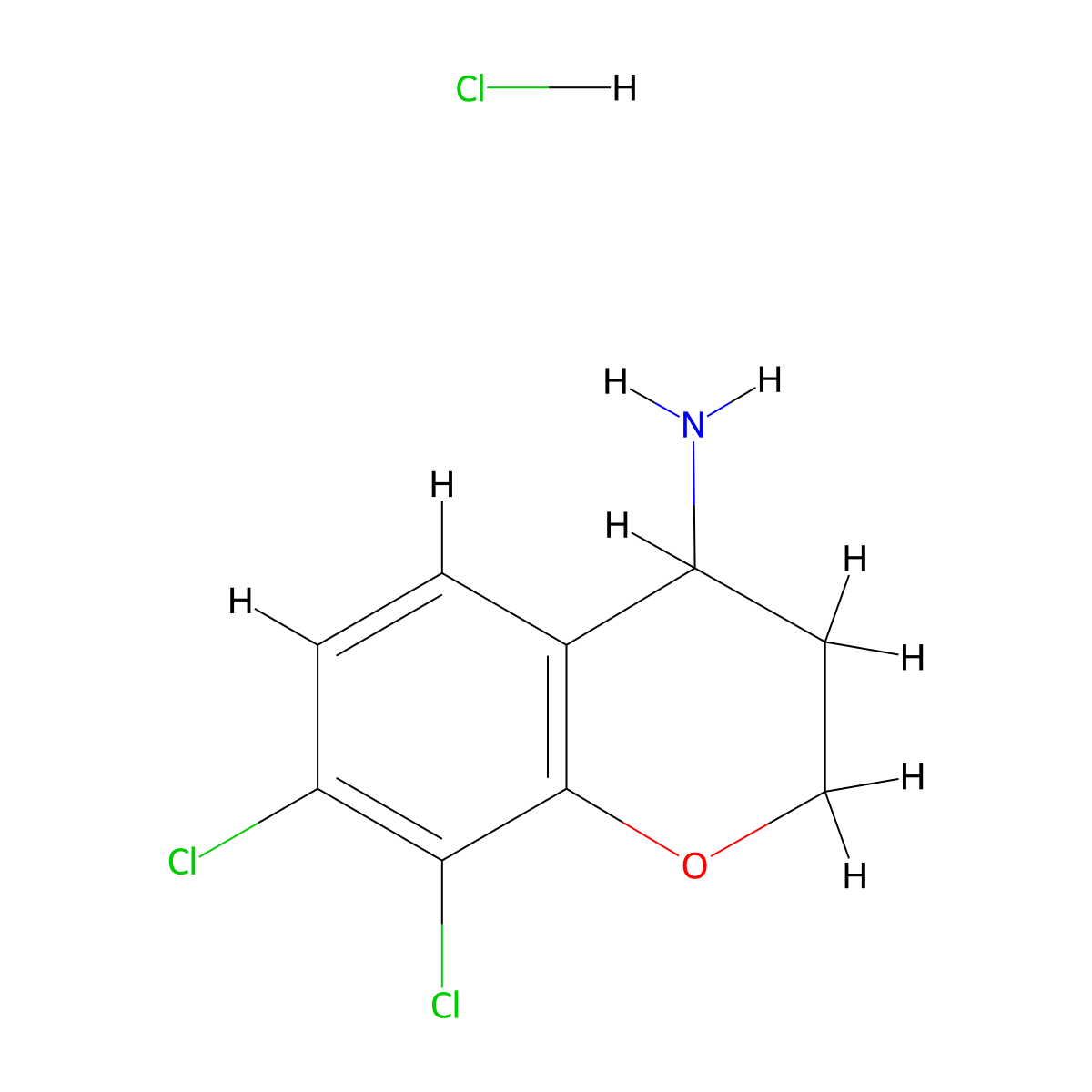 7,8-dichloro-3,4-dihydro-2H-1-benzopyran-4-amine hydrochloride molecular structure, CAS 1803607-13-7