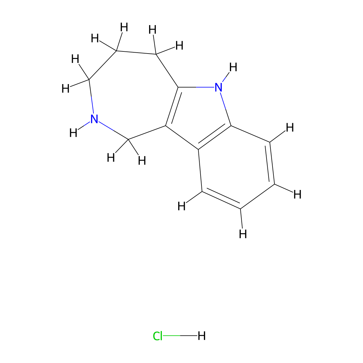 1H,2H,3H,4H,5H,6H-azepino[4,3-b]indole hydrochloride molecular structure, CAS 1803607-15-9