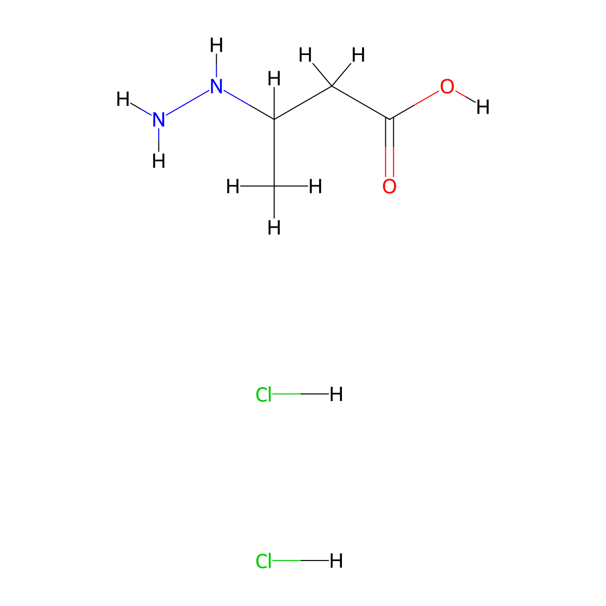 3-Hydrazinylbutanoic acid dihydrochloride molecular structure, CAS 1803607-18-2