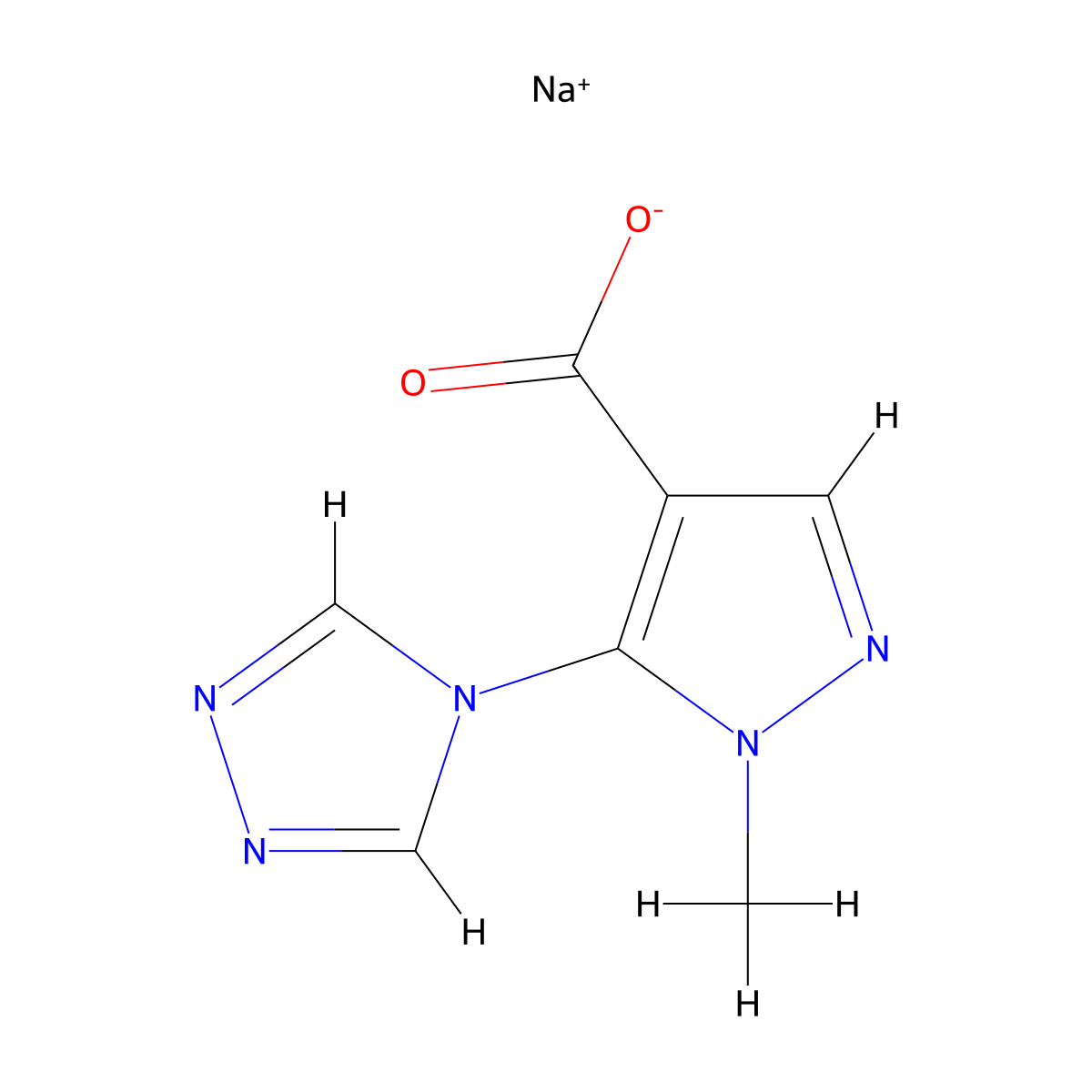 sodium 1-methyl-5-(4H-1,2,4-triazol-4-yl)-1H-pyrazole-4-carboxylate molecular structure, CAS 1803607-20-6