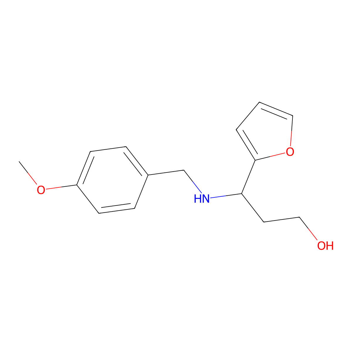 3-(Furan-2-yl)-3-{[(4-methoxyphenyl)methyl]amino}propan-1-ol molecular structure, CAS 1803607-24-0