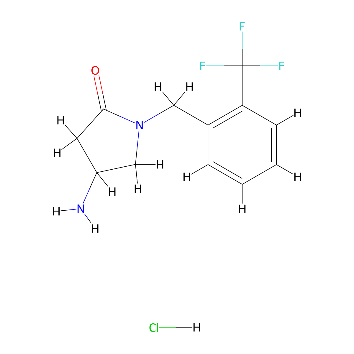 4-Amino-1-{[2-(trifluoromethyl)phenyl]methyl}pyrrolidin-2-one hydrochloride molecular structure, CAS 1803607-40-0
