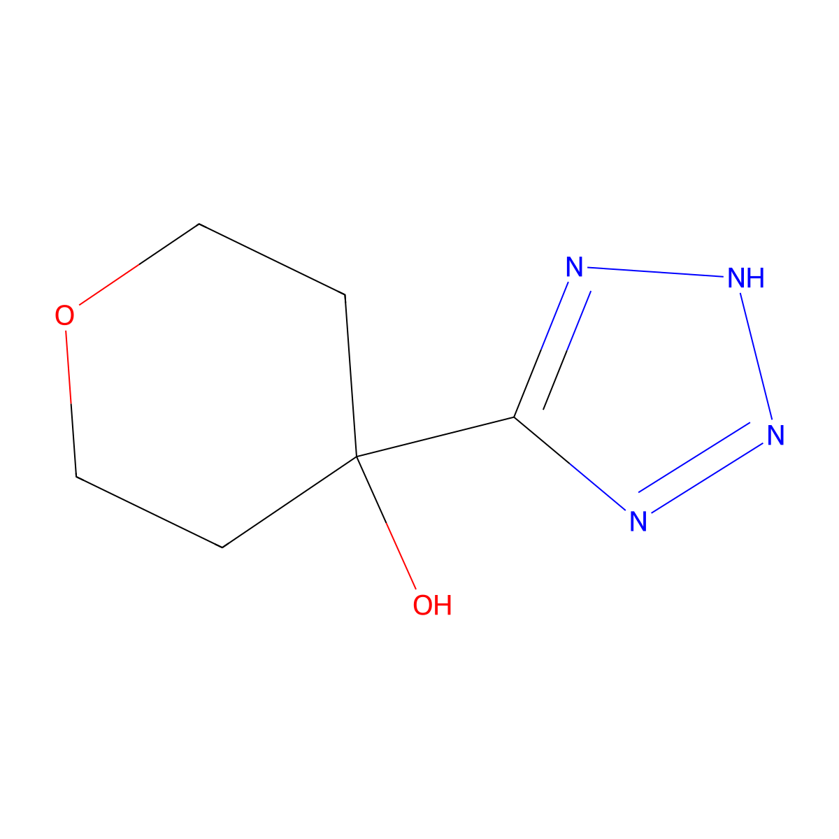 4-(1H-1,2,3,4-tetrazol-5-yl)oxan-4-ol molecular structure, CAS 1803607-53-5