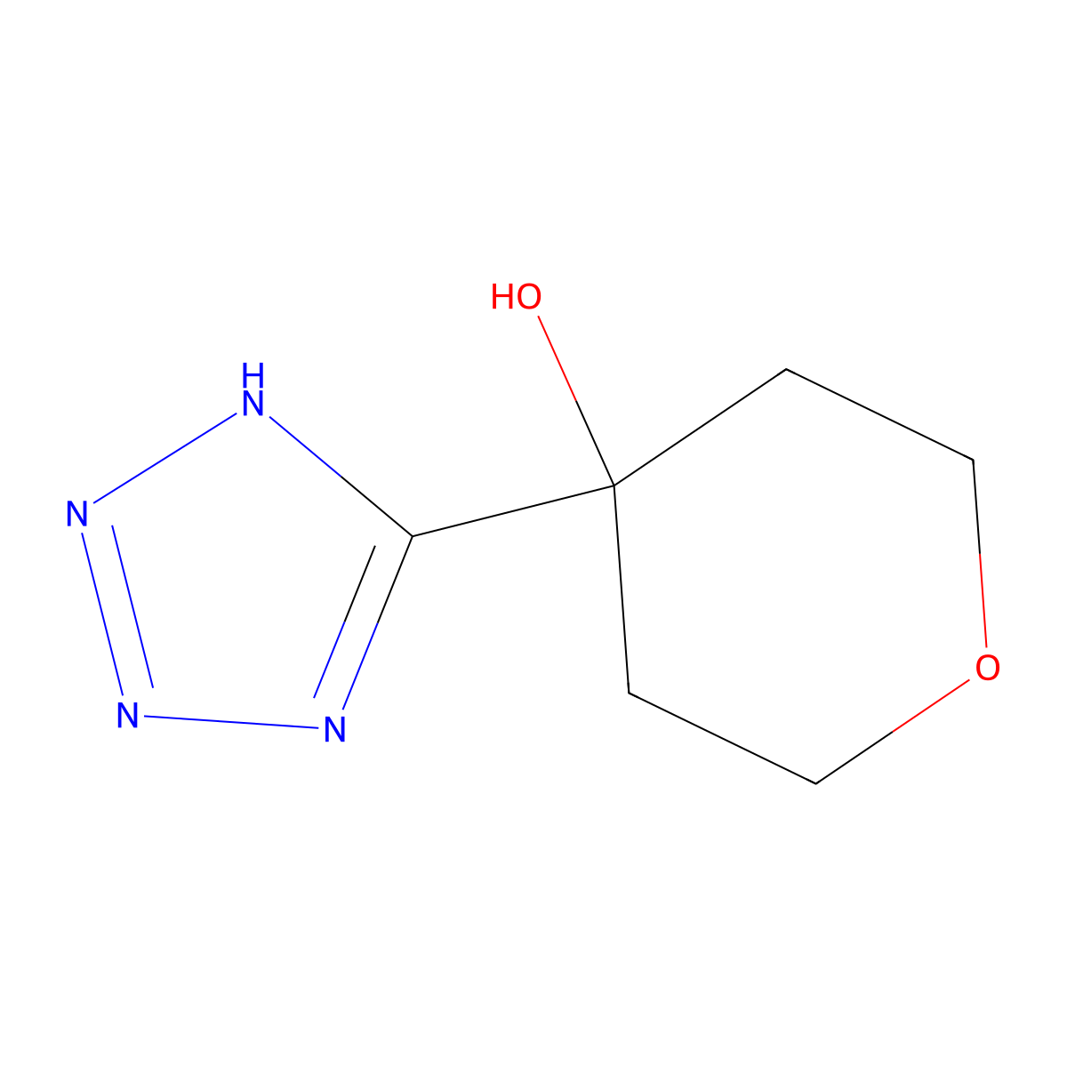 4-(1H-1,2,3,4-tetrazol-5-yl)oxan-4-ol molecular structure, CAS 1803607-53-5