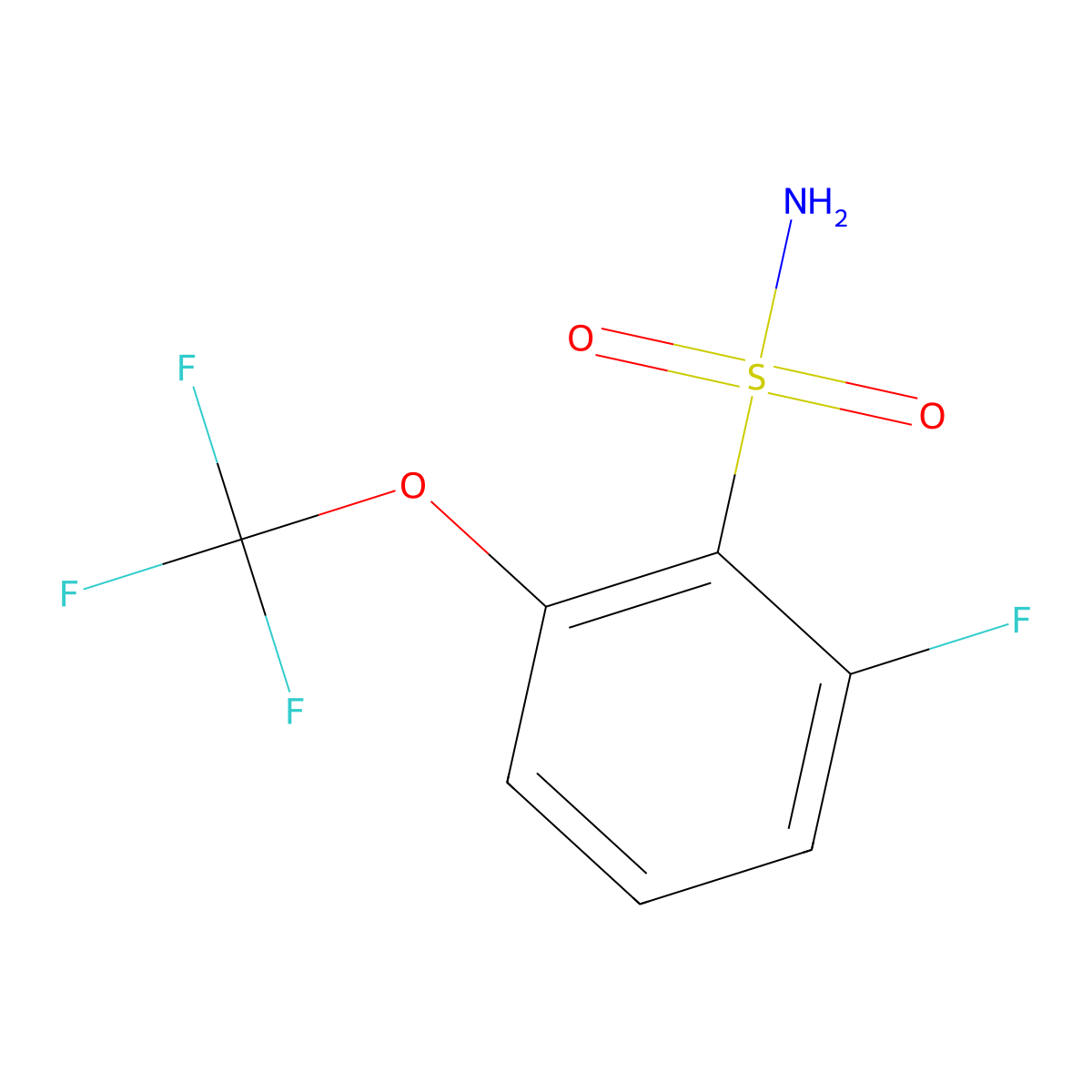 2-Fluoro-6-(trifluoromethoxy)benzene-1-sulfonamide molecular structure, CAS 1803607-58-0