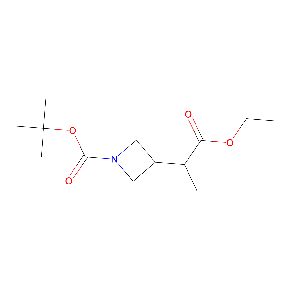 Tert-butyl 3-(1-ethoxy-1-oxopropan-2-yl)azetidine-1-carboxylate molecular structure, CAS 1803607-60-4