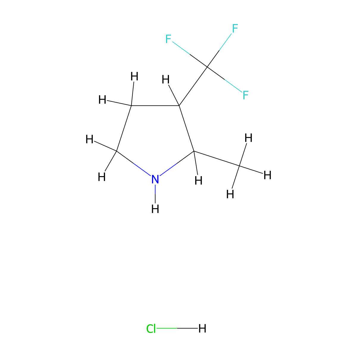 2-Methyl-3-(trifluoromethyl)pyrrolidine hydrochloride molecular structure, CAS 1803607-62-6