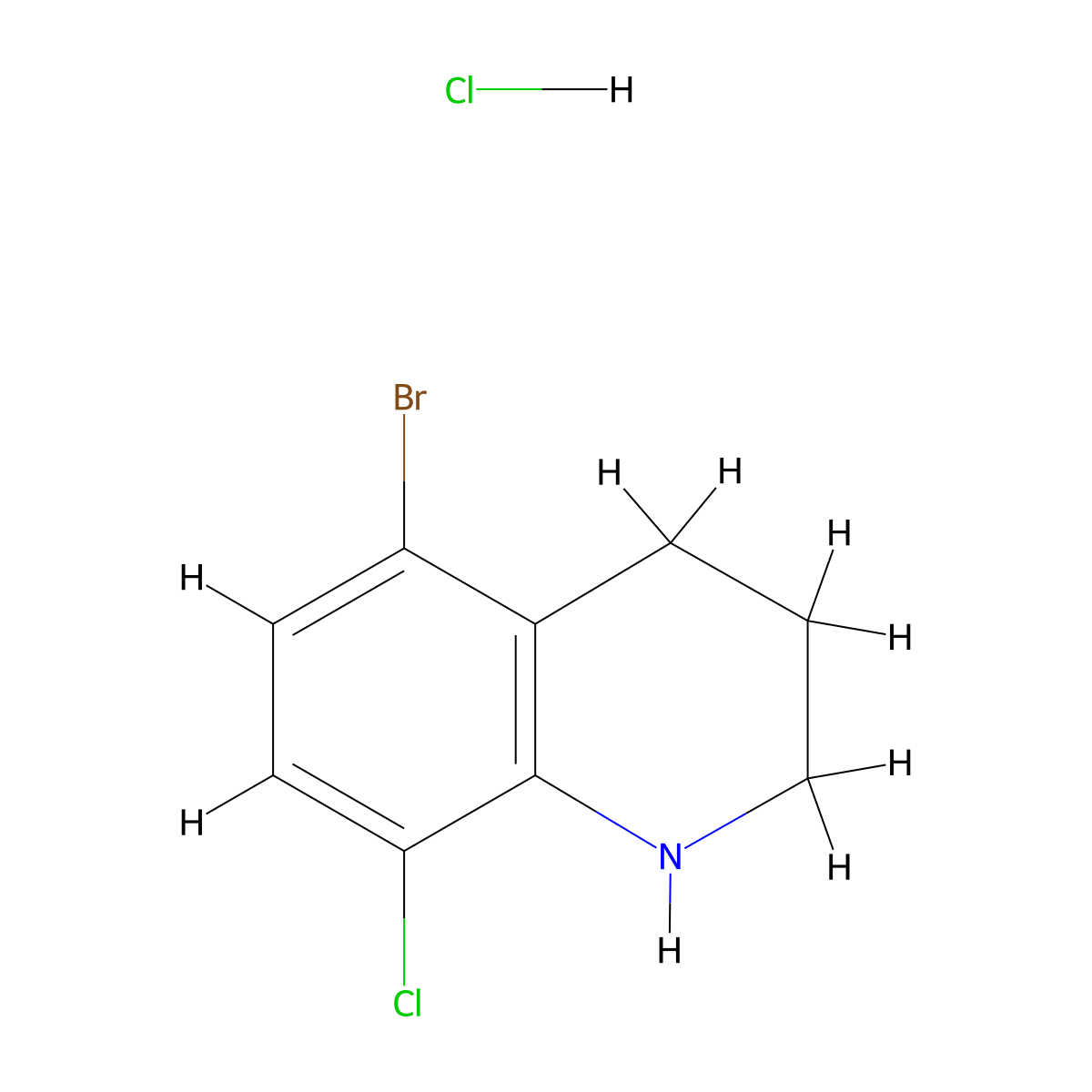 5-Bromo-8-chloro-1,2,3,4-tetrahydroquinoline hydrochloride molecular structure, CAS 1803607-64-8