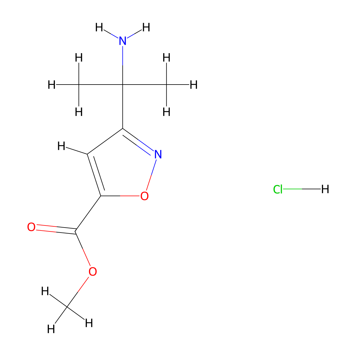 Methyl 3-(2-aminopropan-2-yl)-1,2-oxazole-5-carboxylate hydrochloride molecular structure, CAS 1803607-65-9