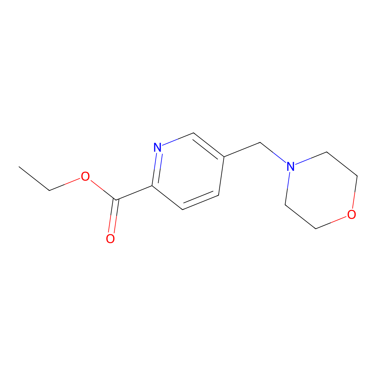 Ethyl 5-[(morpholin-4-yl)methyl]pyridine-2-carboxylate molecular structure, CAS 1803607-69-3
