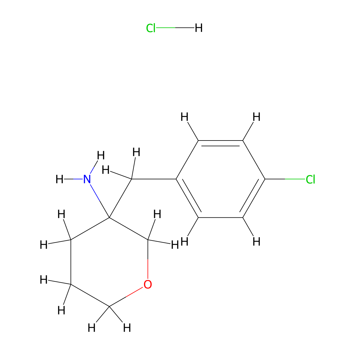 3-[(4-Chlorophenyl)methyl]oxan-3-amine hydrochloride molecular structure, CAS 1803607-73-9