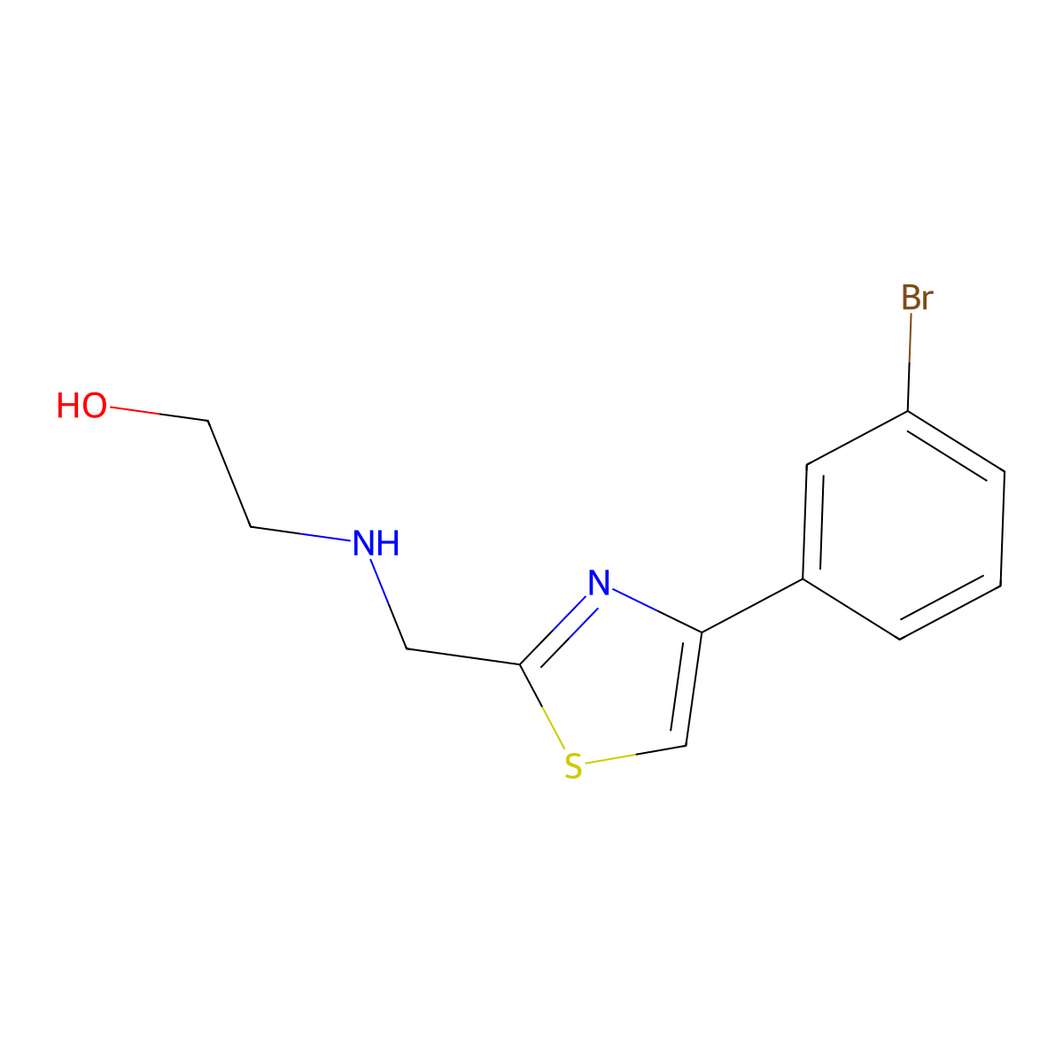 2-({[4-(3-Bromophenyl)-1,3-thiazol-2-yl]methyl}amino)ethan-1-ol molecular structure, CAS 1803607-76-2