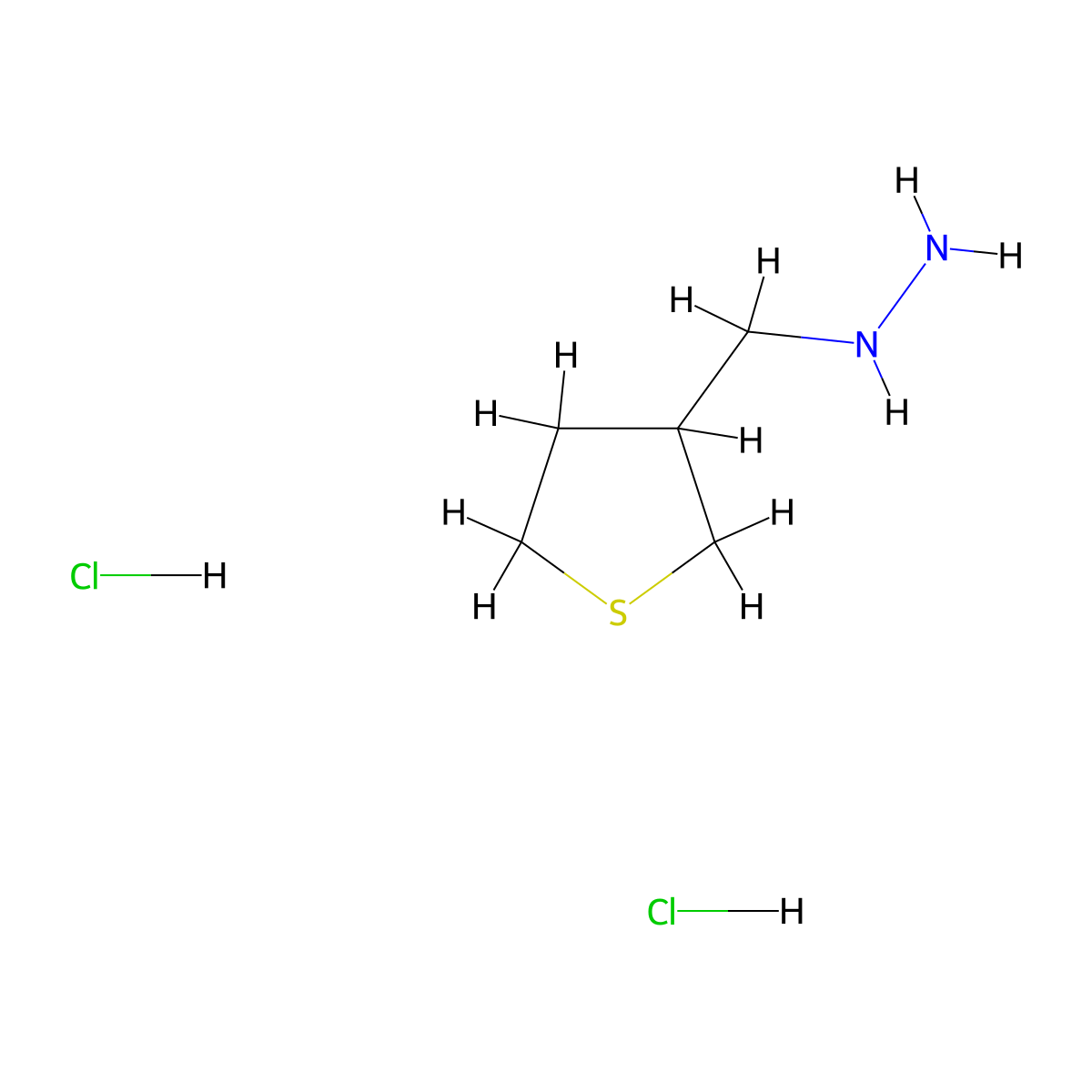 (Thiolan-3-ylmethyl)hydrazine dihydrochloride molecular structure, CAS 1803607-77-3