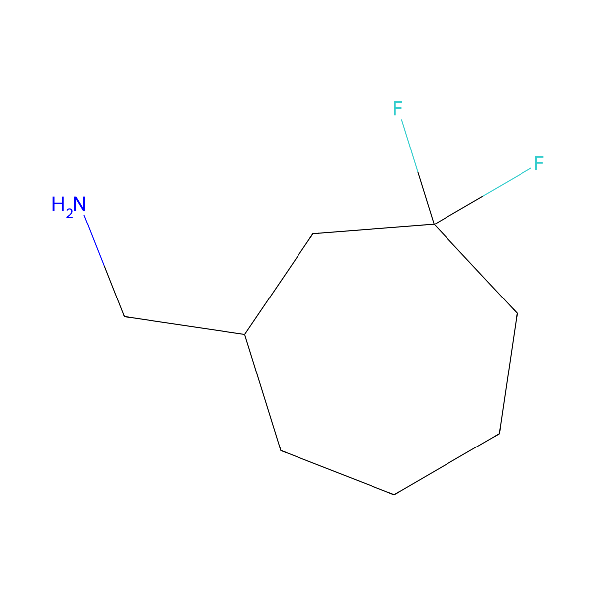 (3,3-Difluorocycloheptyl)methanamine molecular structure, CAS 1803607-86-4