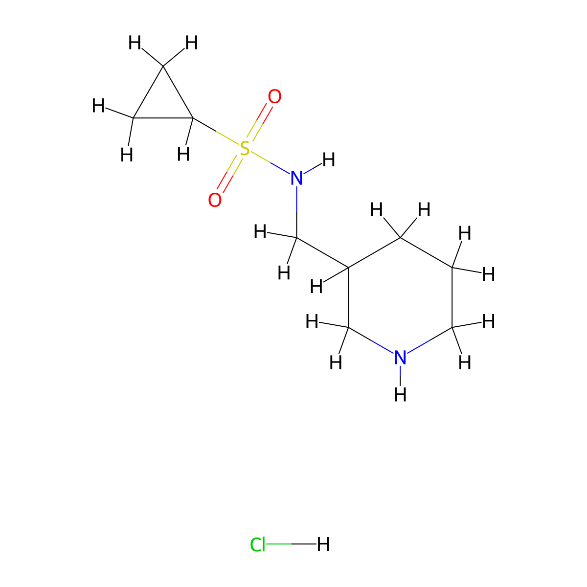 N-(piperidin-3-ylmethyl)cyclopropanesulfonamide hydrochloride molecular structure, CAS 1803607-87-5