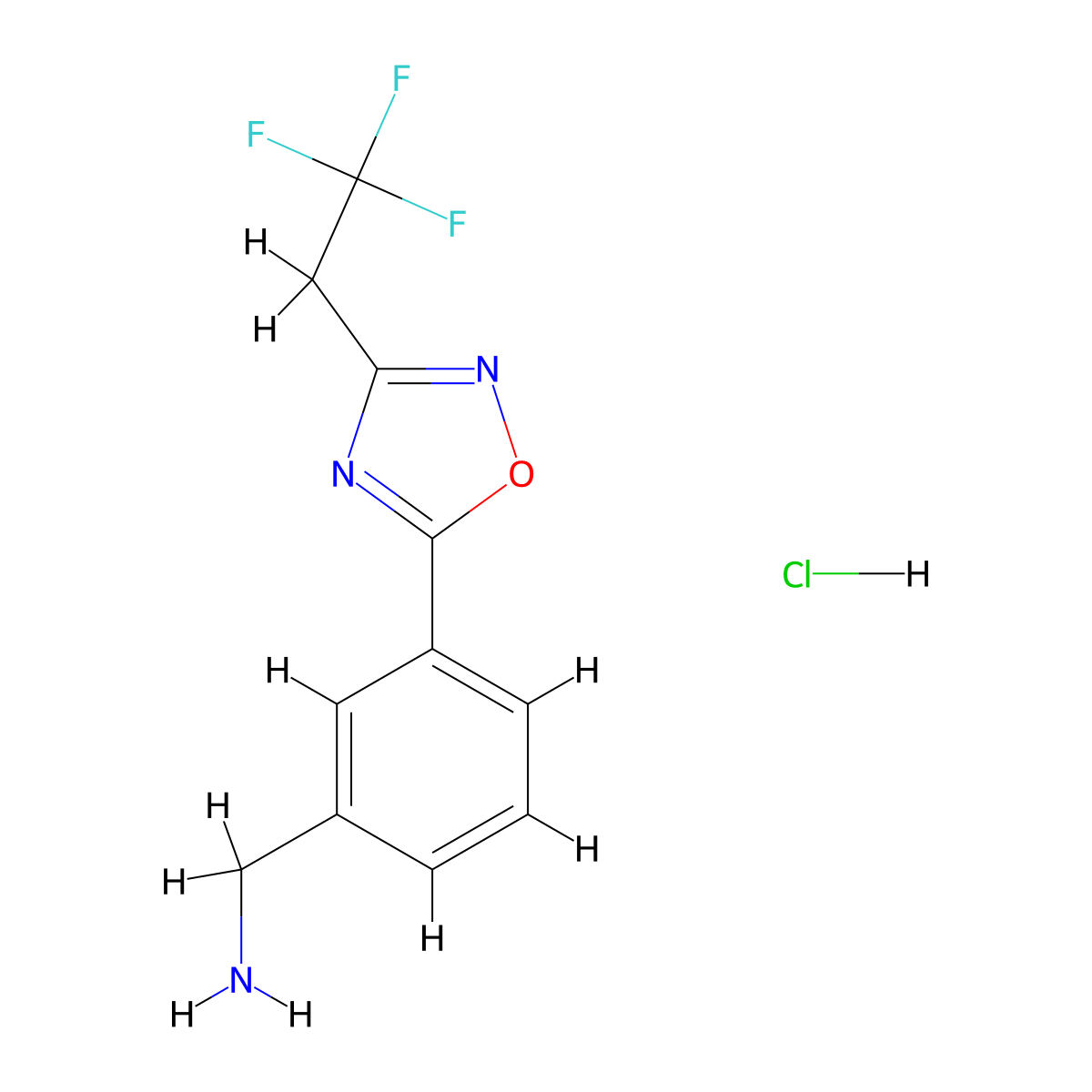 {3-[3-(2,2,2-Trifluoroethyl)-1,2,4-oxadiazol-5-yl]phenyl}methanamine hydrochloride molecular structure, CAS 1803607-88-6