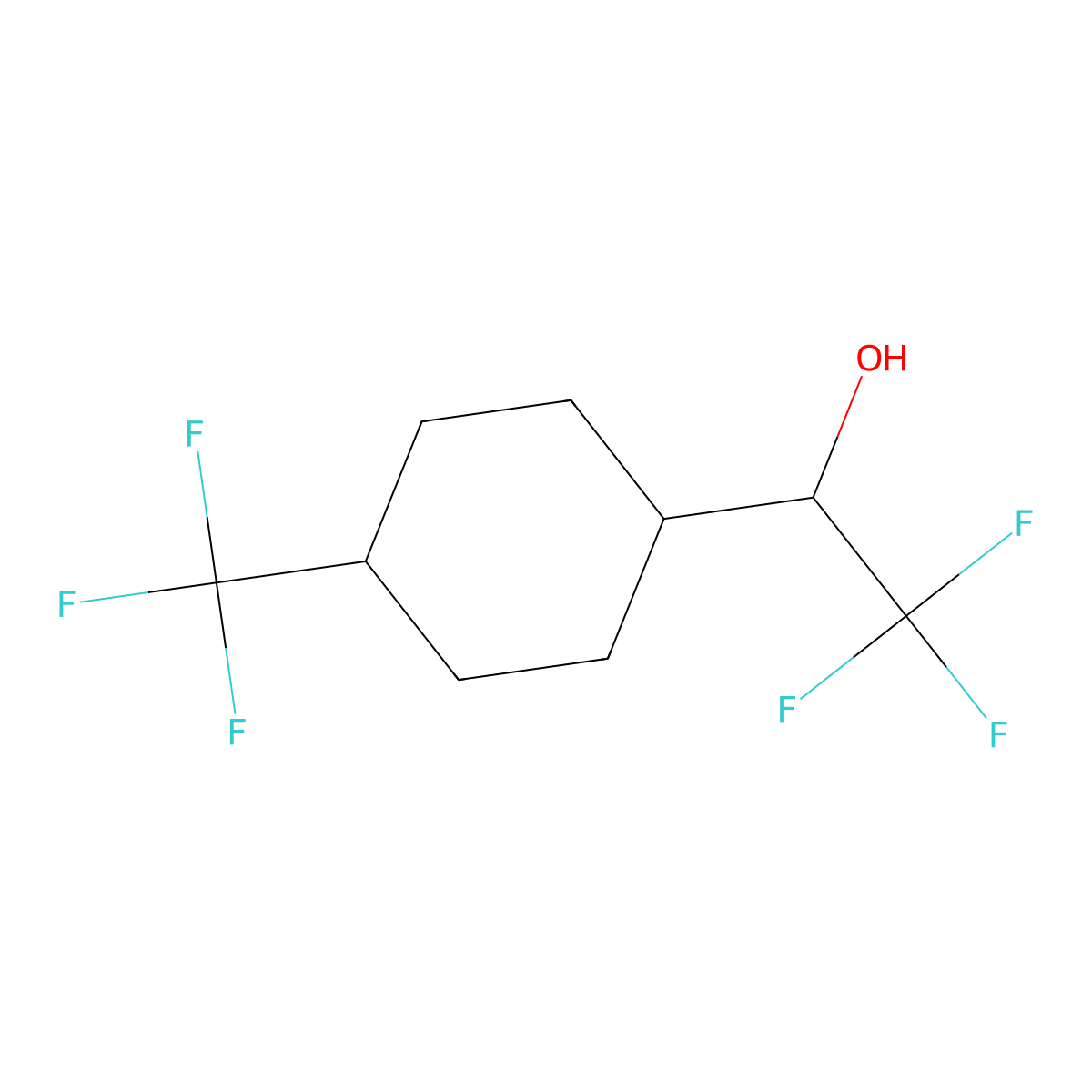 2,2,2-Trifluoro-1-[4-(trifluoromethyl)cyclohexyl]ethan-1-ol molecular structure, CAS 1803607-93-3