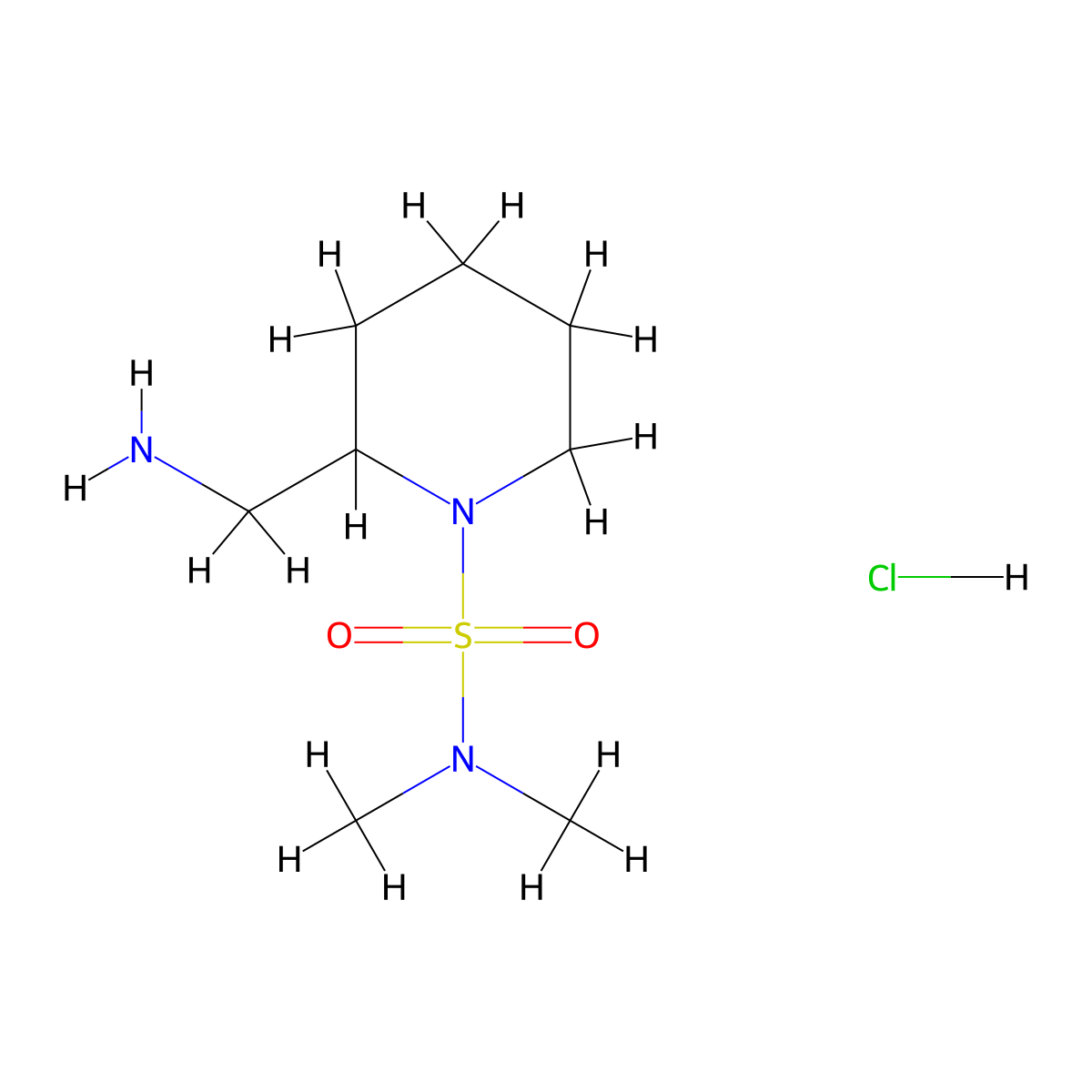 2-(aminomethyl)-N,N-dimethylpiperidine-1-sulfonamide hydrochloride molecular structure, CAS 1803607-97-7