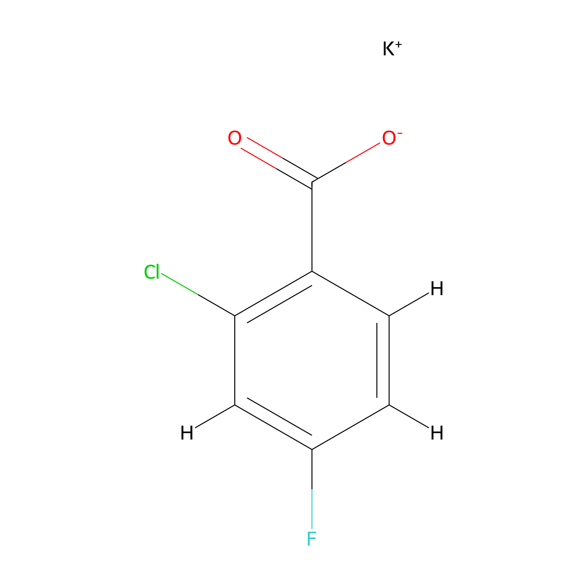 Potassium 2-chloro-4-fluorobenzoate molecular structure, CAS 1803608-01-6