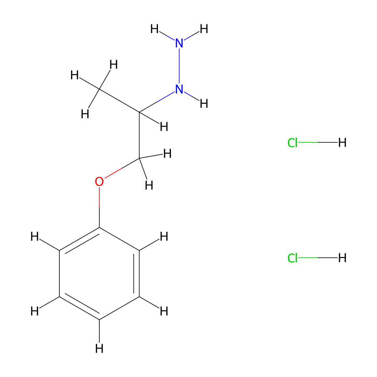 (1-Phenoxypropan-2-yl)hydrazine dihydrochloride molecular structure, CAS 1803608-13-0