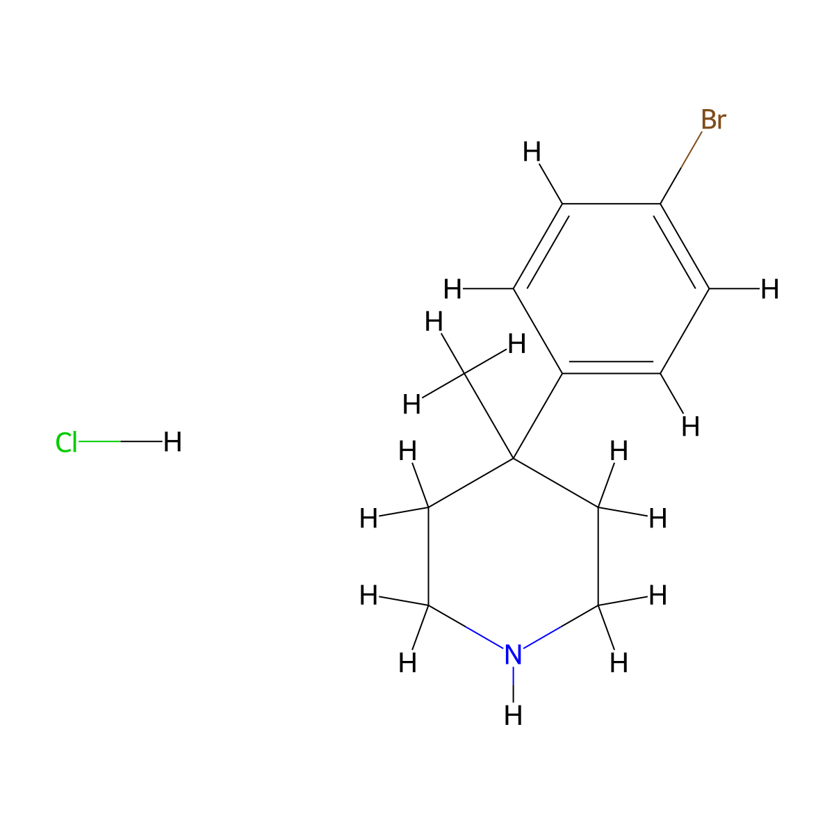 4-(4-Bromophenyl)-4-methylpiperidine hydrochloride molecular structure, CAS 1803608-16-3