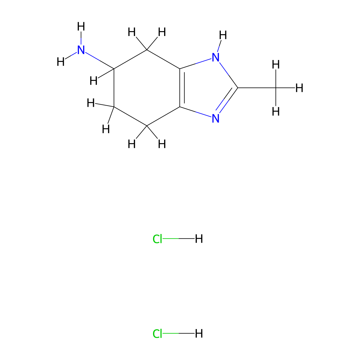 2-methyl-4,5,6,7-tetrahydro-1H-1,3-benzodiazol-5-amine dihydrochloride molecular structure, CAS 1803608-19-6