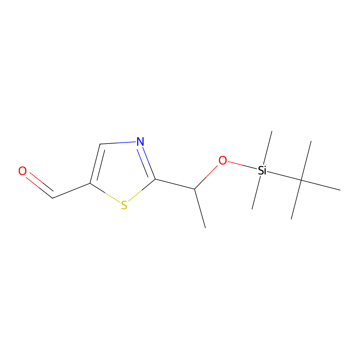 2-{1-[(Tert-butyldimethylsilyl)oxy]ethyl}-1,3-thiazole-5-carbaldehyde molecular structure, CAS 1803608-22-1